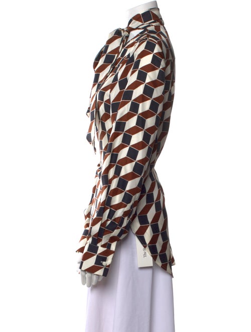 Oscar de la Renta Silk Printed Button-Up Top