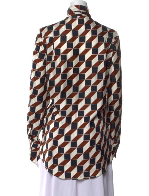 Oscar de la Renta Silk Printed Button-Up Top