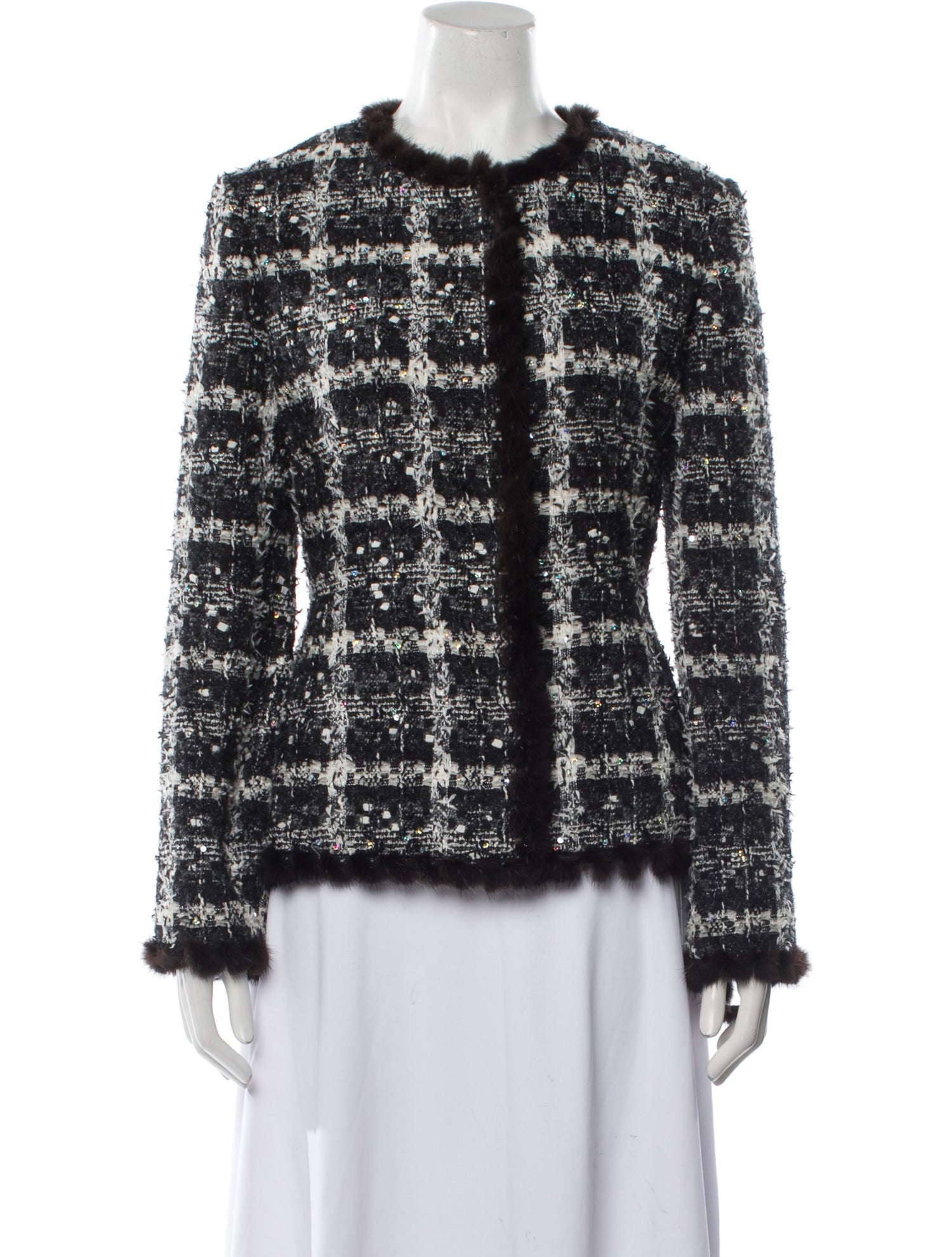 Oscar de la Renta Plaid Print Evening Jacket