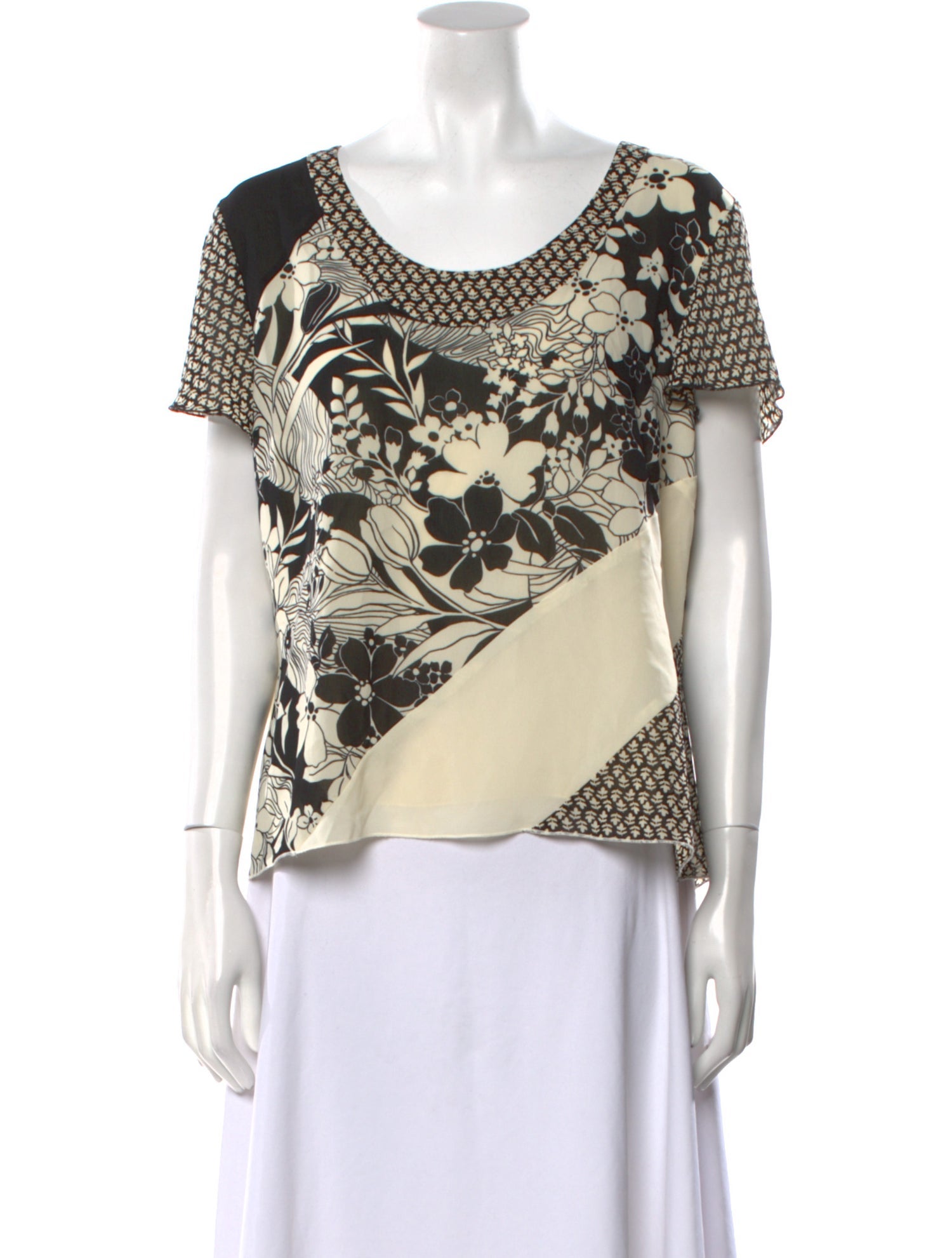 Oscar by Oscar de la Renta Printed Scoop Neck T-Shirt