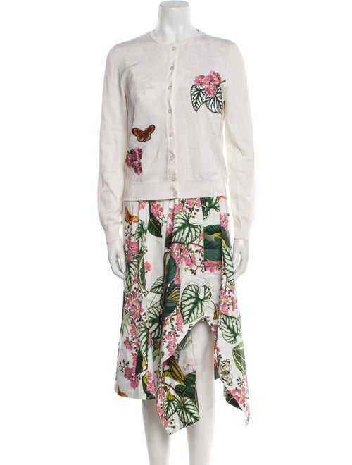 Oscar de la Renta Wool Floral Print Dress Set