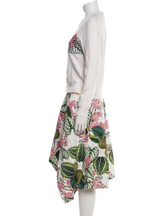 Oscar de la Renta Wool Floral Print Dress Set
