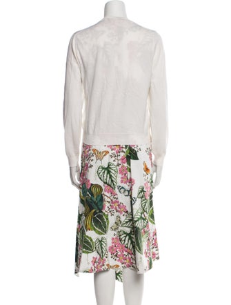 Oscar de la Renta Wool Floral Print Dress Set