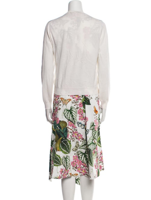 Oscar de la Renta Wool Floral Print Dress Set