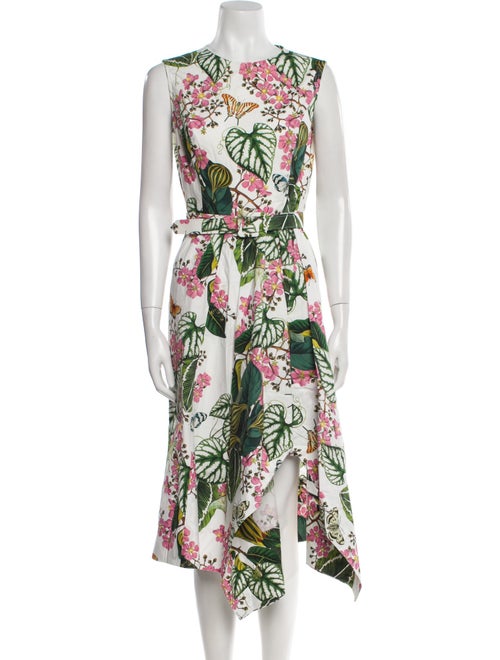 Oscar de la Renta Wool Floral Print Dress Set