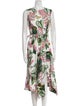 Oscar de la Renta Wool Floral Print Dress Set