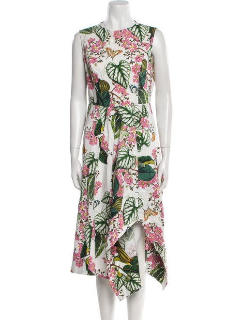 Oscar de la Renta Wool Floral Print Dress Set