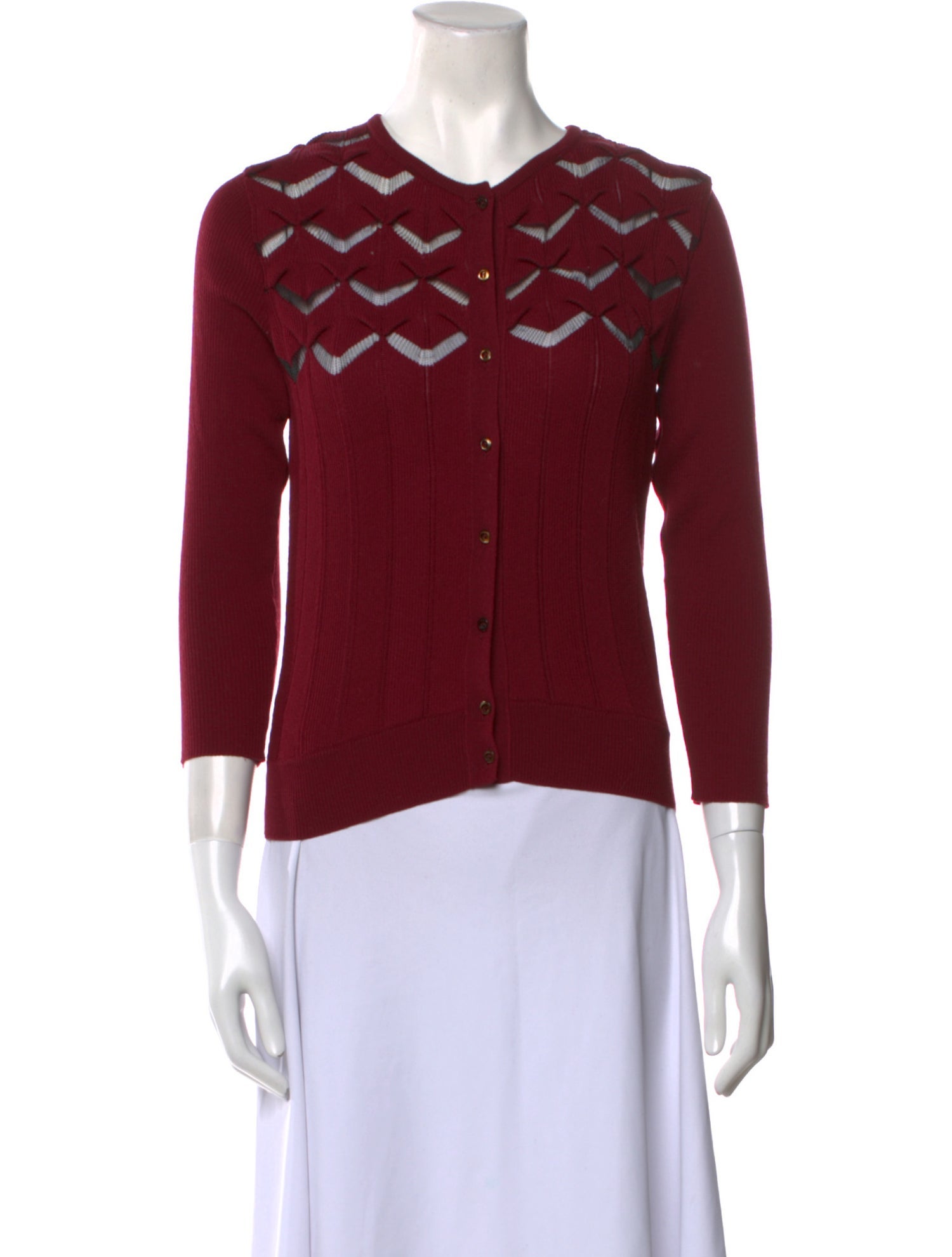 Oscar de la Renta Virgin Wool Crew Neck Sweater