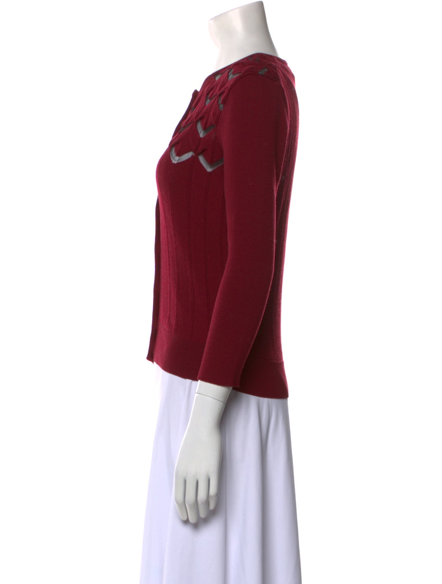 Oscar de la Renta Virgin Wool Crew Neck Sweater