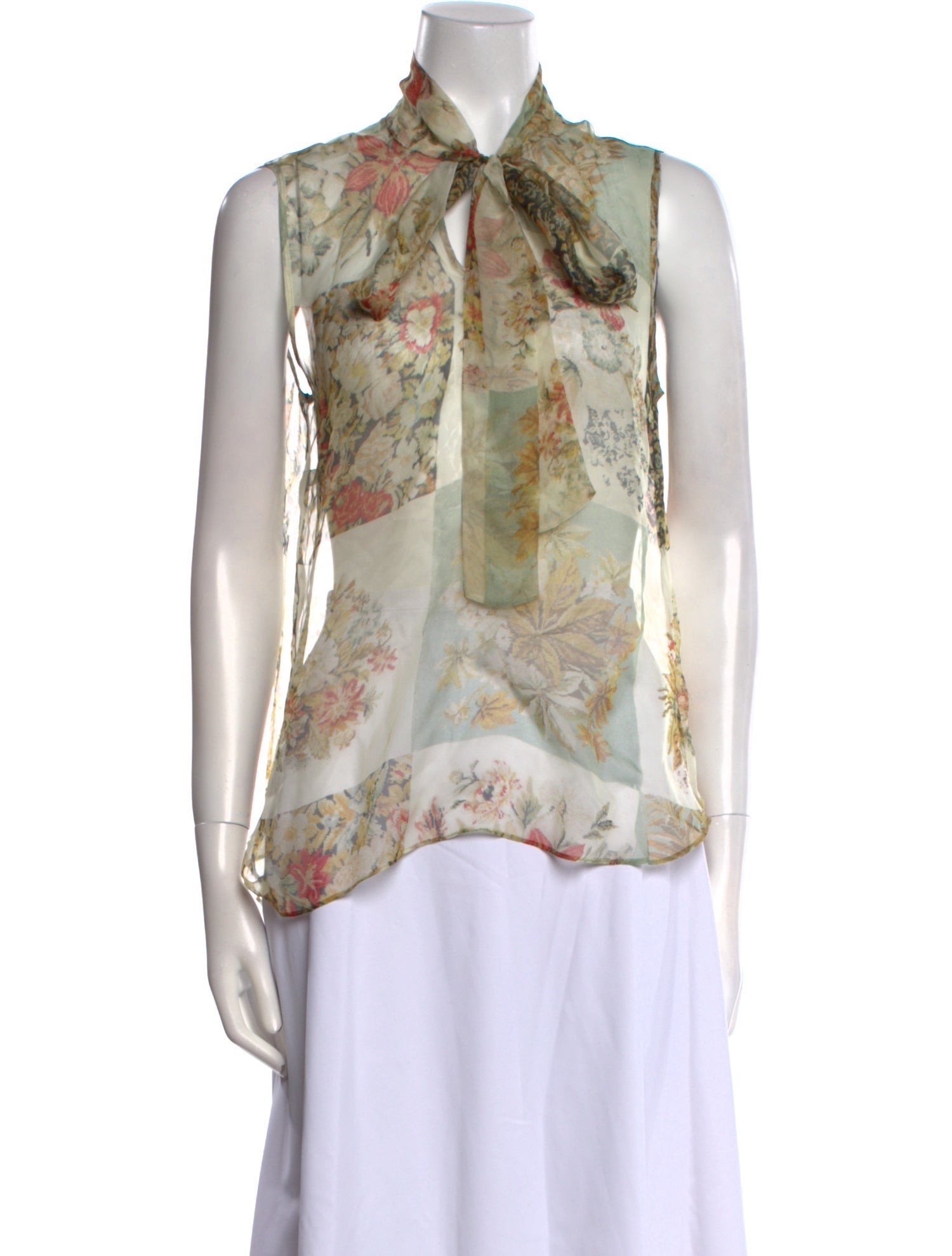 Oscar de la Renta Silk Floral Print Blouse