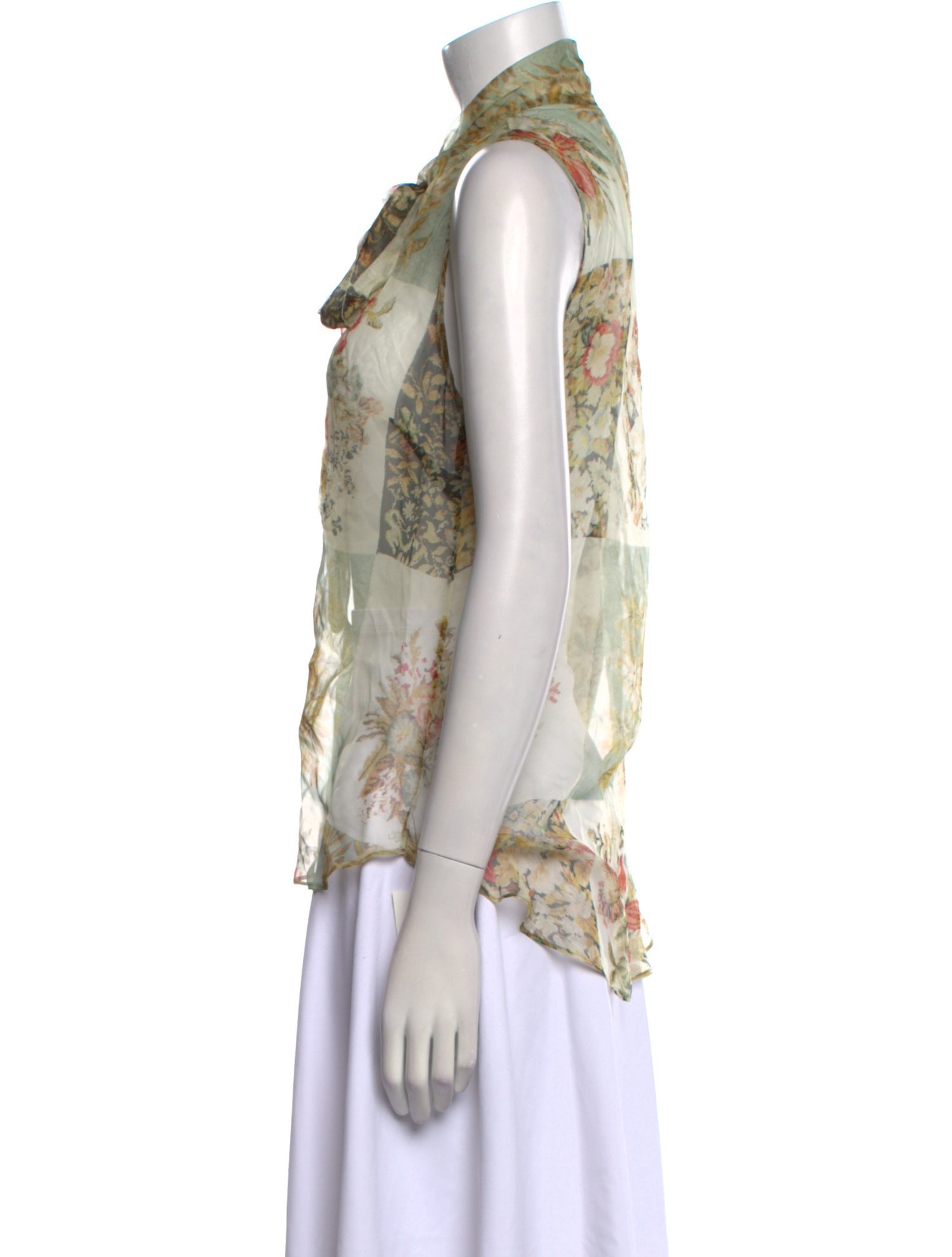 Oscar de la Renta Silk Floral Print Blouse