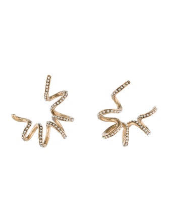 Oscar de la Renta Faux Pearl Spiral Hoop Earrings