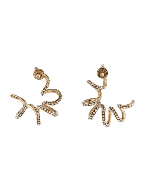Oscar de la Renta Faux Pearl Spiral Hoop Earrings