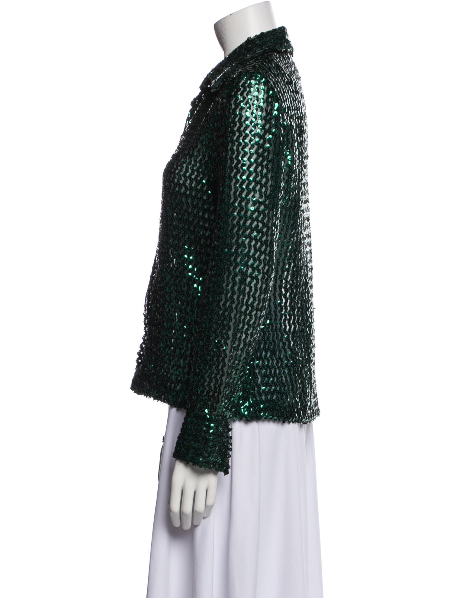 Oscar de la Renta Printed Long Sleeve Button-Up Top