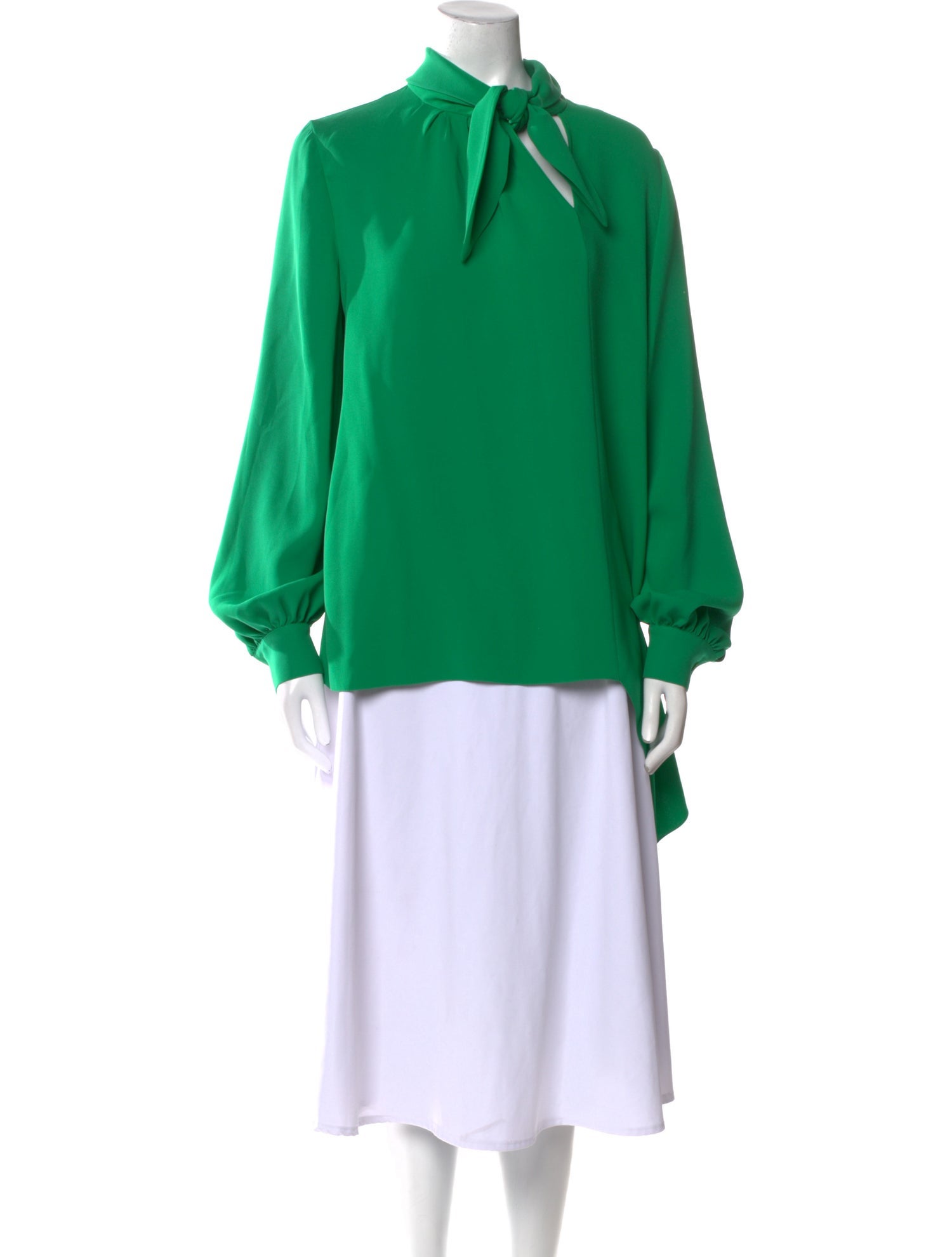 Oscar de la Renta Silk Tie Neck Blouse