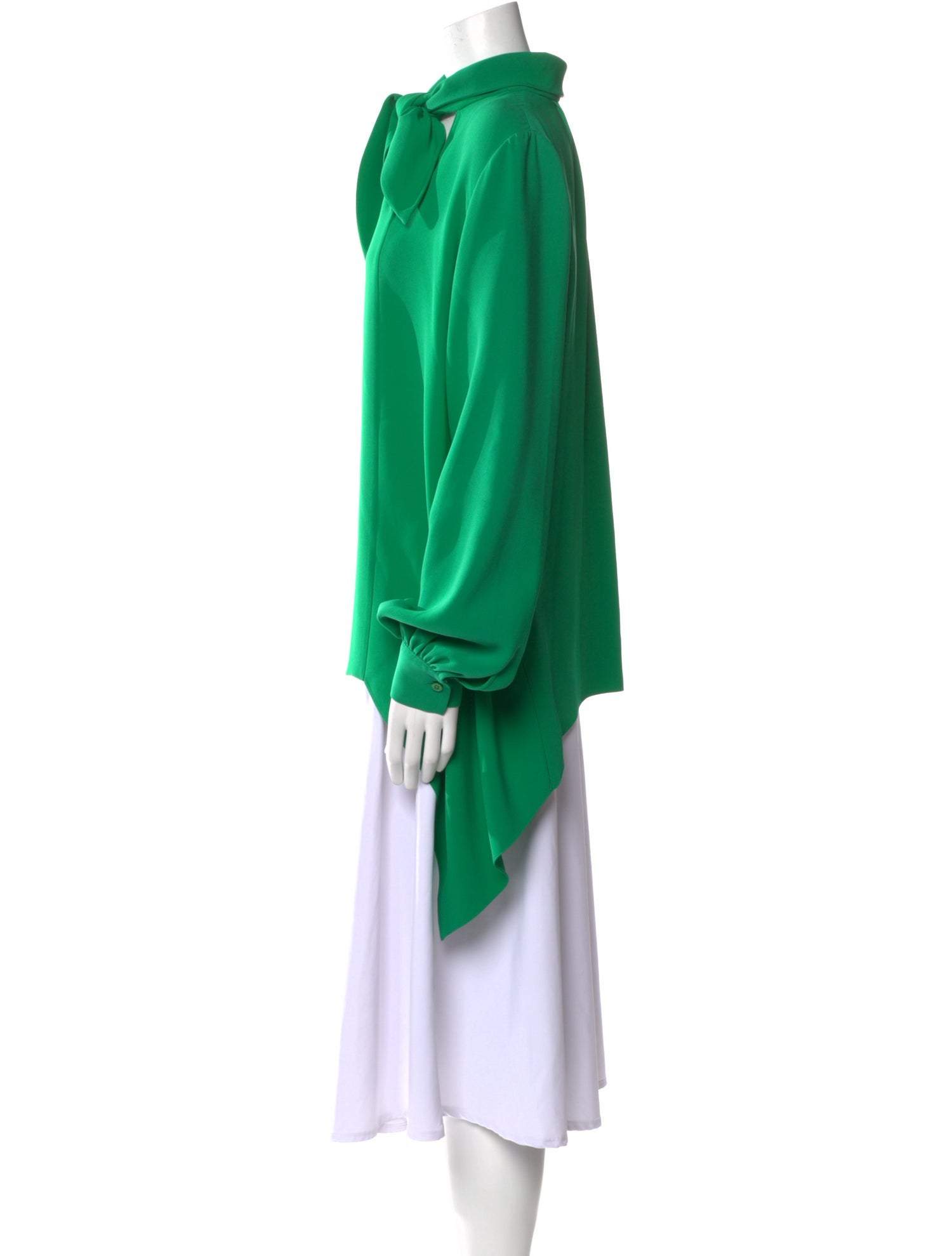 Oscar de la Renta Silk Tie Neck Blouse