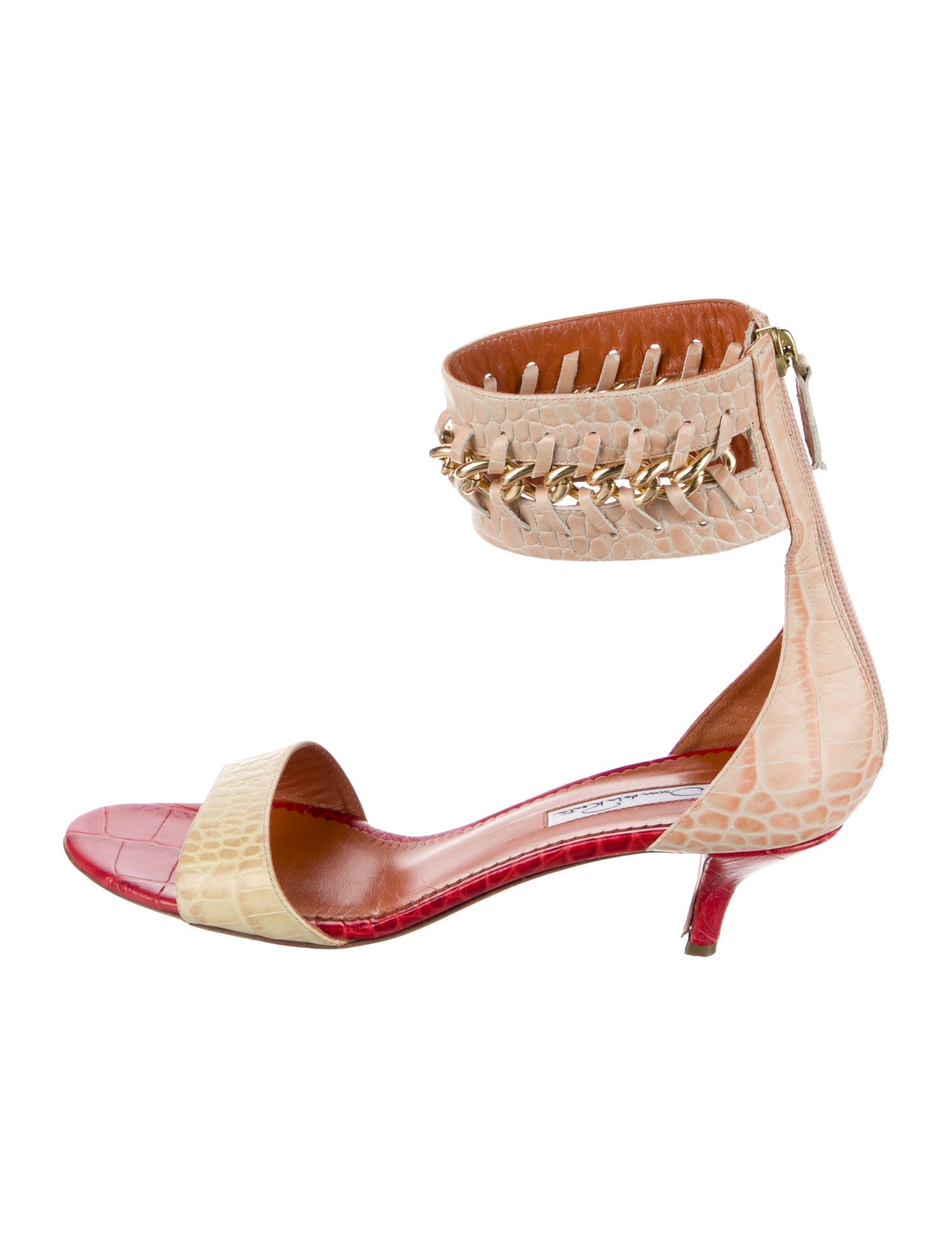 Oscar de la Renta Leather Animal Print Sandals