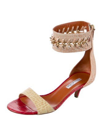 Oscar de la Renta Leather Animal Print Sandals