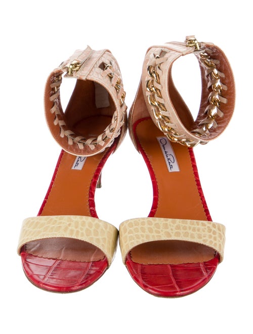 Oscar de la Renta Leather Animal Print Sandals