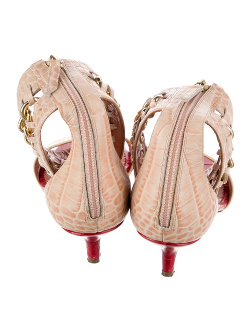 Oscar de la Renta Leather Animal Print Sandals