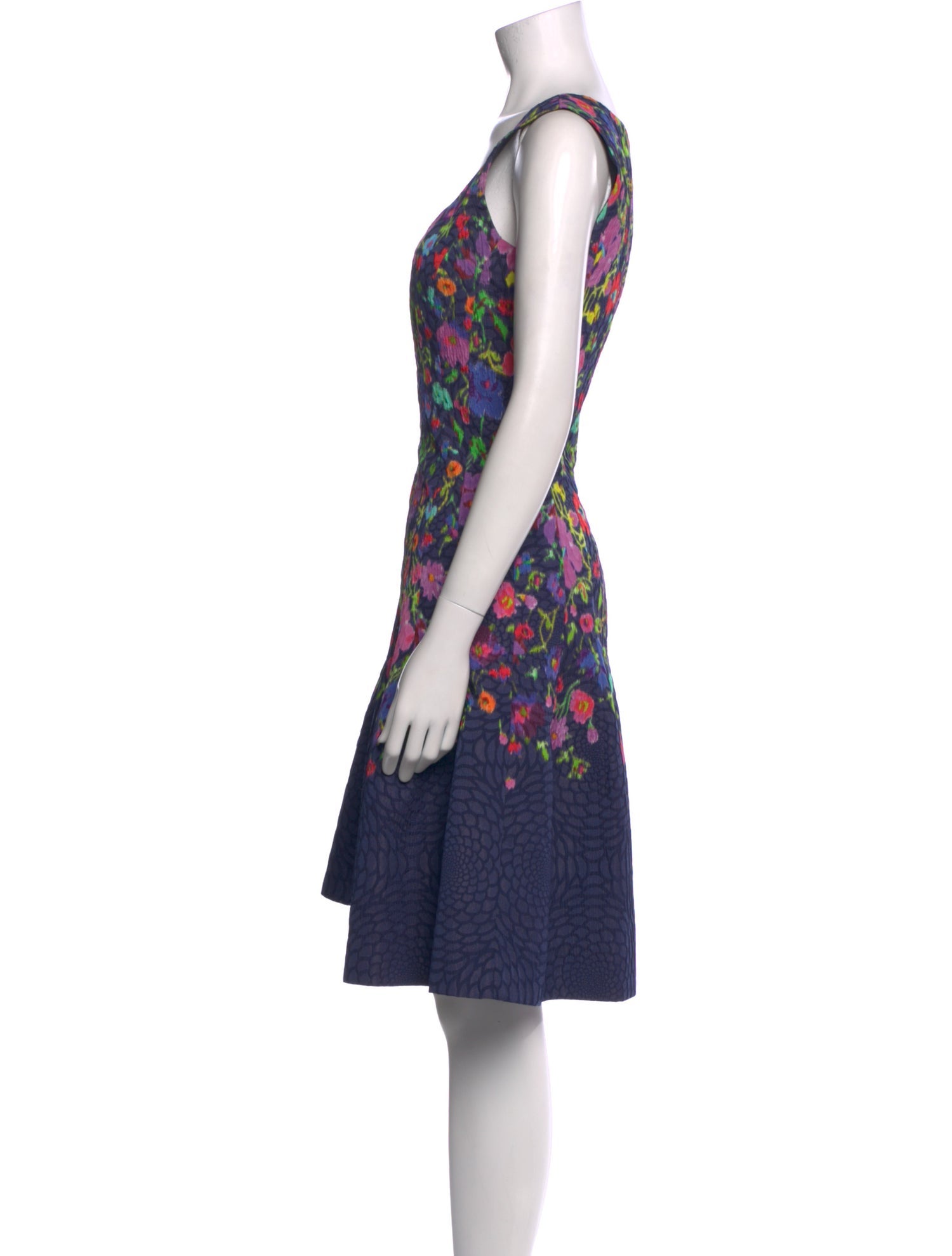 Oscar de la Renta Floral Print Knee-Length Dress