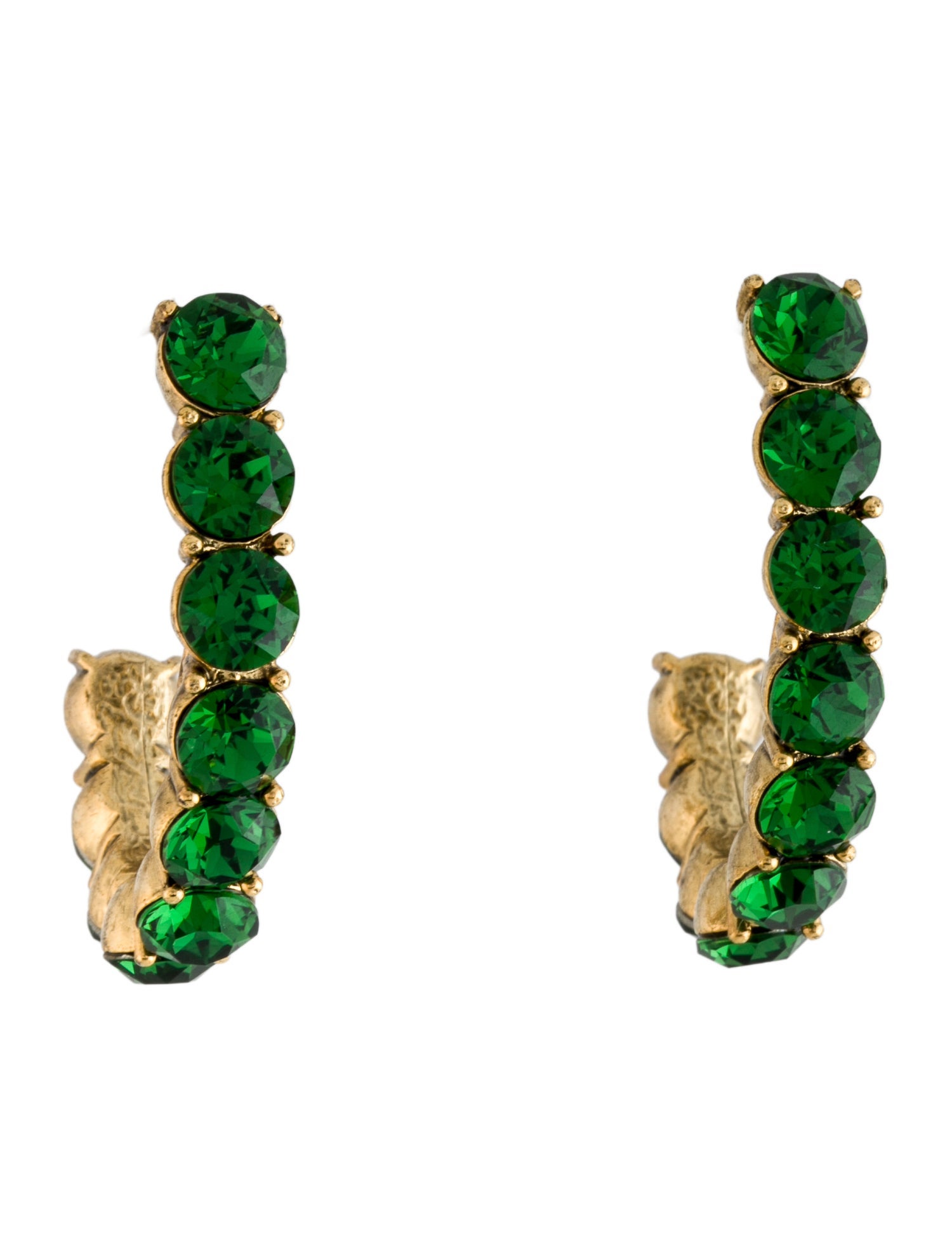 Oscar de la Renta Crystal Half Hoop Earrings
