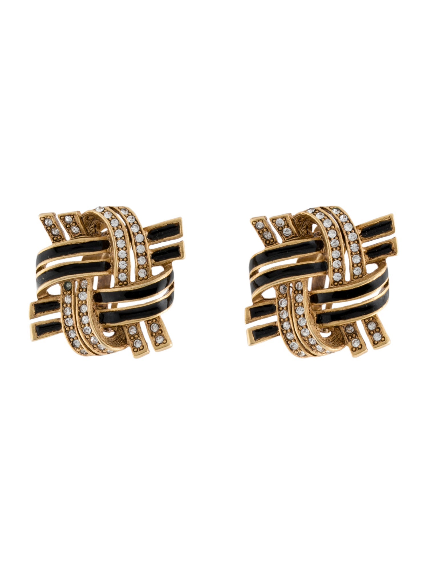Oscar de la Renta Enamel Clip-On Earrings