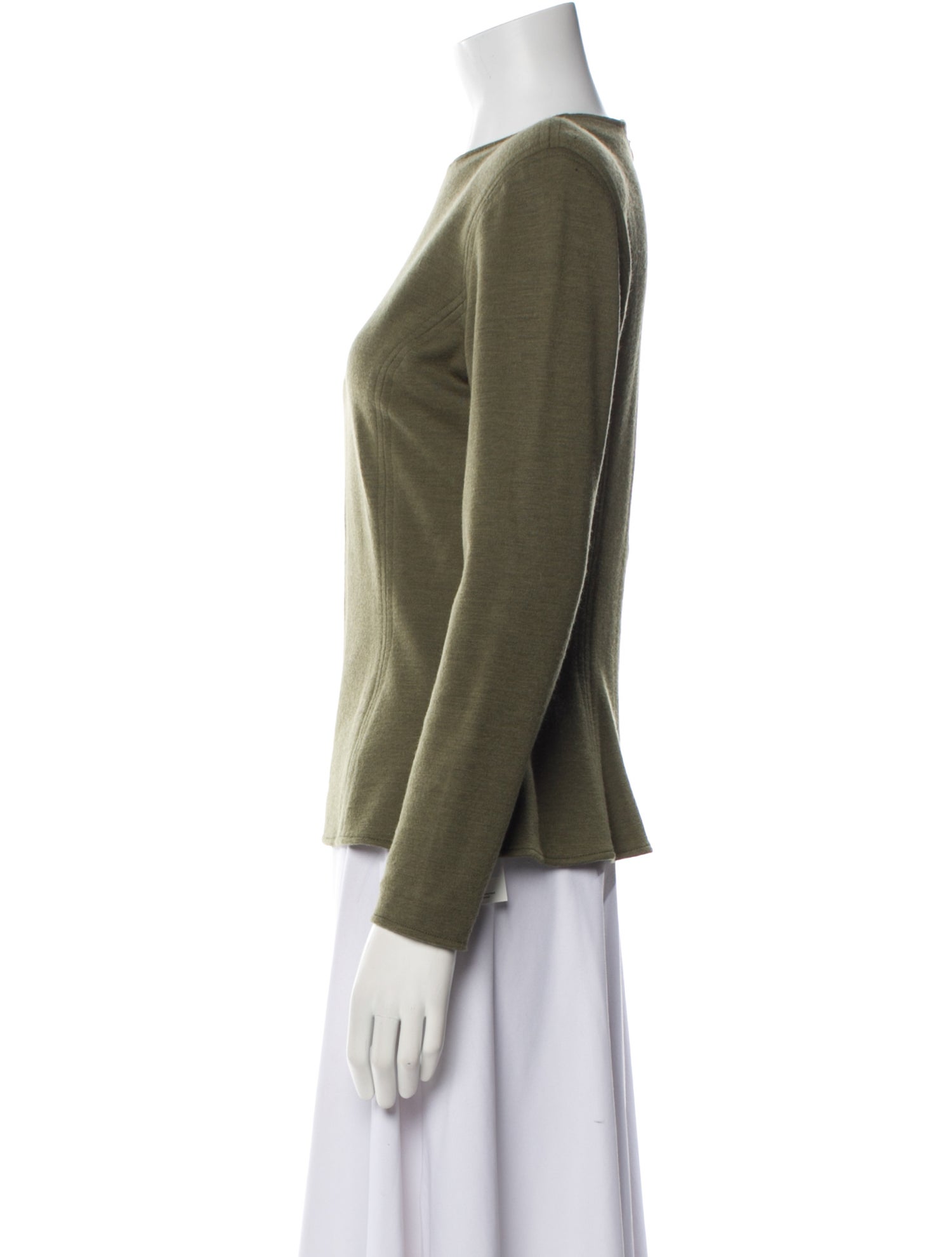 Oscar de la Renta Bateau Neckline Long Sleeve Top