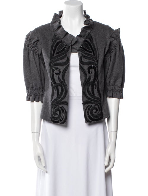 Oscar de la Renta Wool Printed Evening Jacket