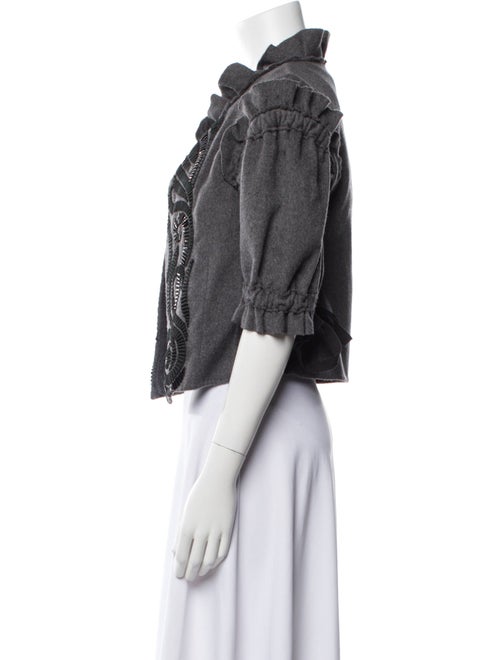 Oscar de la Renta Wool Printed Evening Jacket