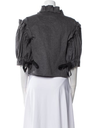 Oscar de la Renta Wool Printed Evening Jacket