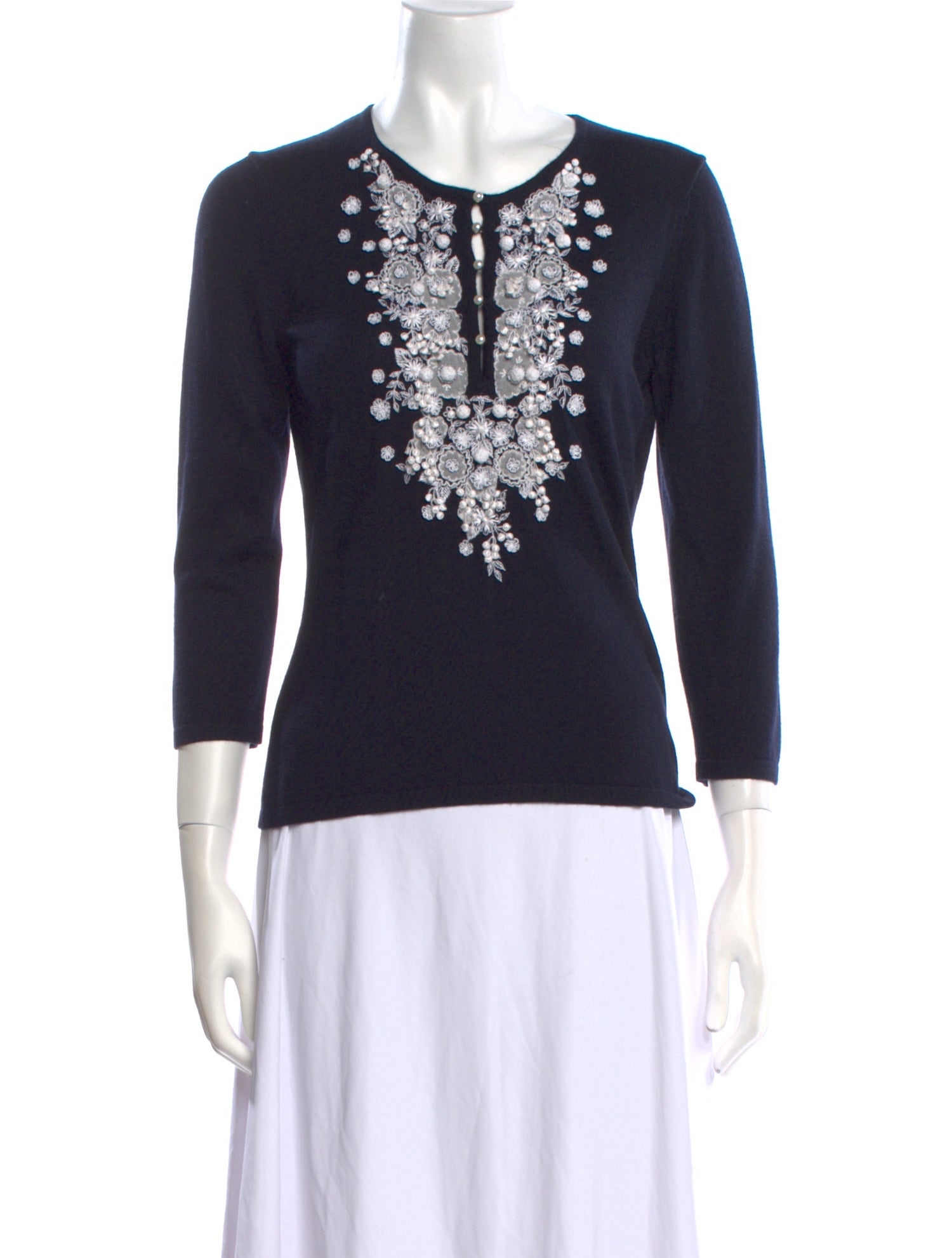 Oscar de la Renta Cashmere Scoop Neck Sweater w/ Tags