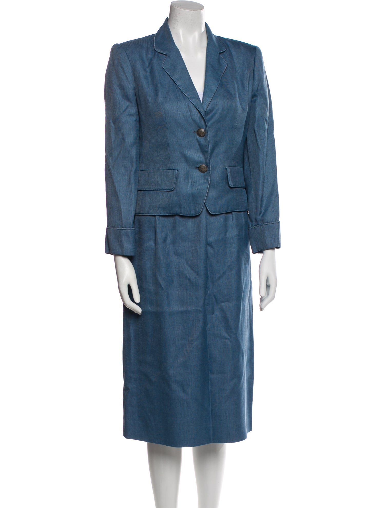 Oscar de la Renta Pleated Accents Skirt Suit