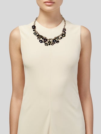 Oscar de la Renta Faux-Pearl & Enamel Floral Collar Necklace
