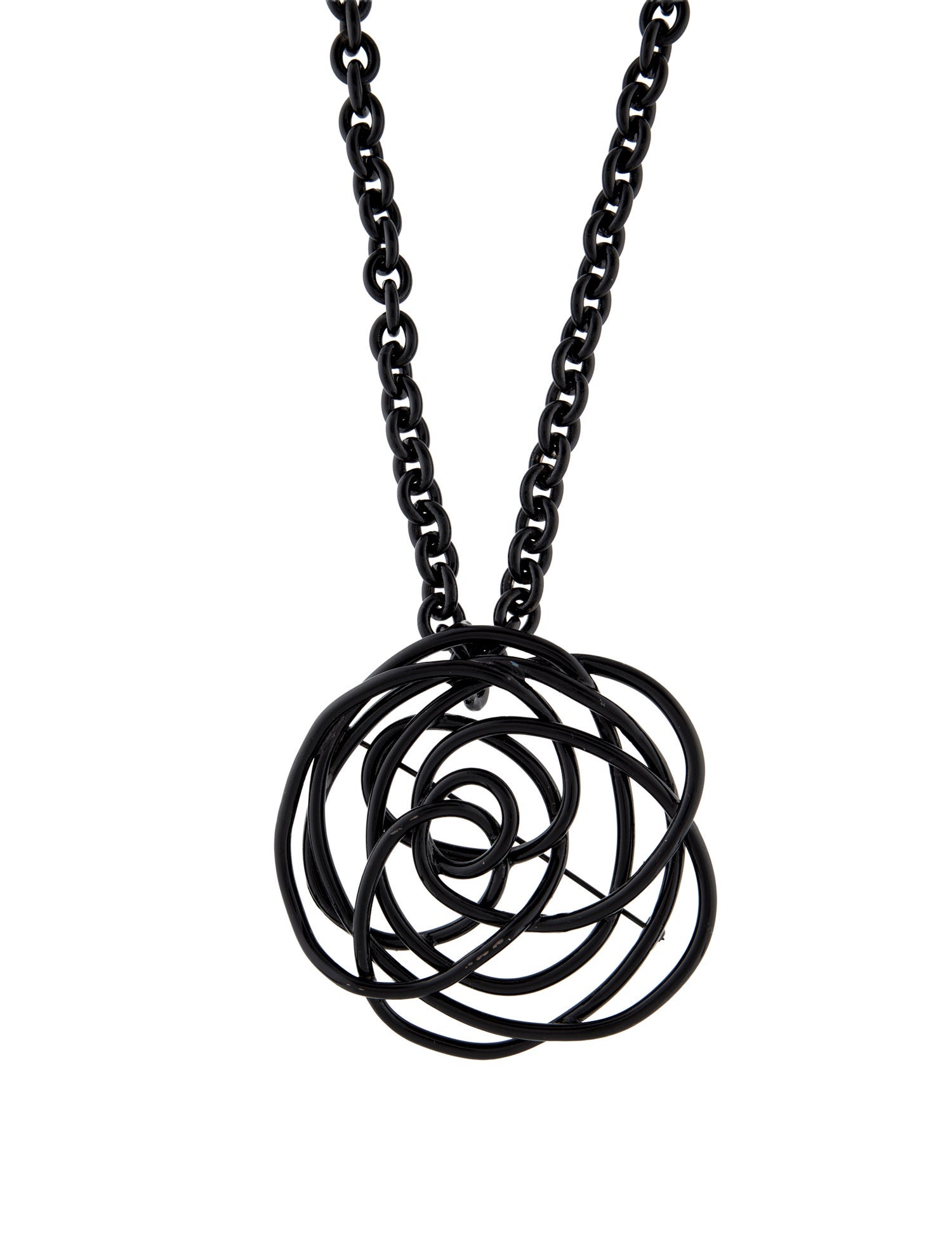 Oscar de la Renta Enamel Flower Brooch Pendant Necklace