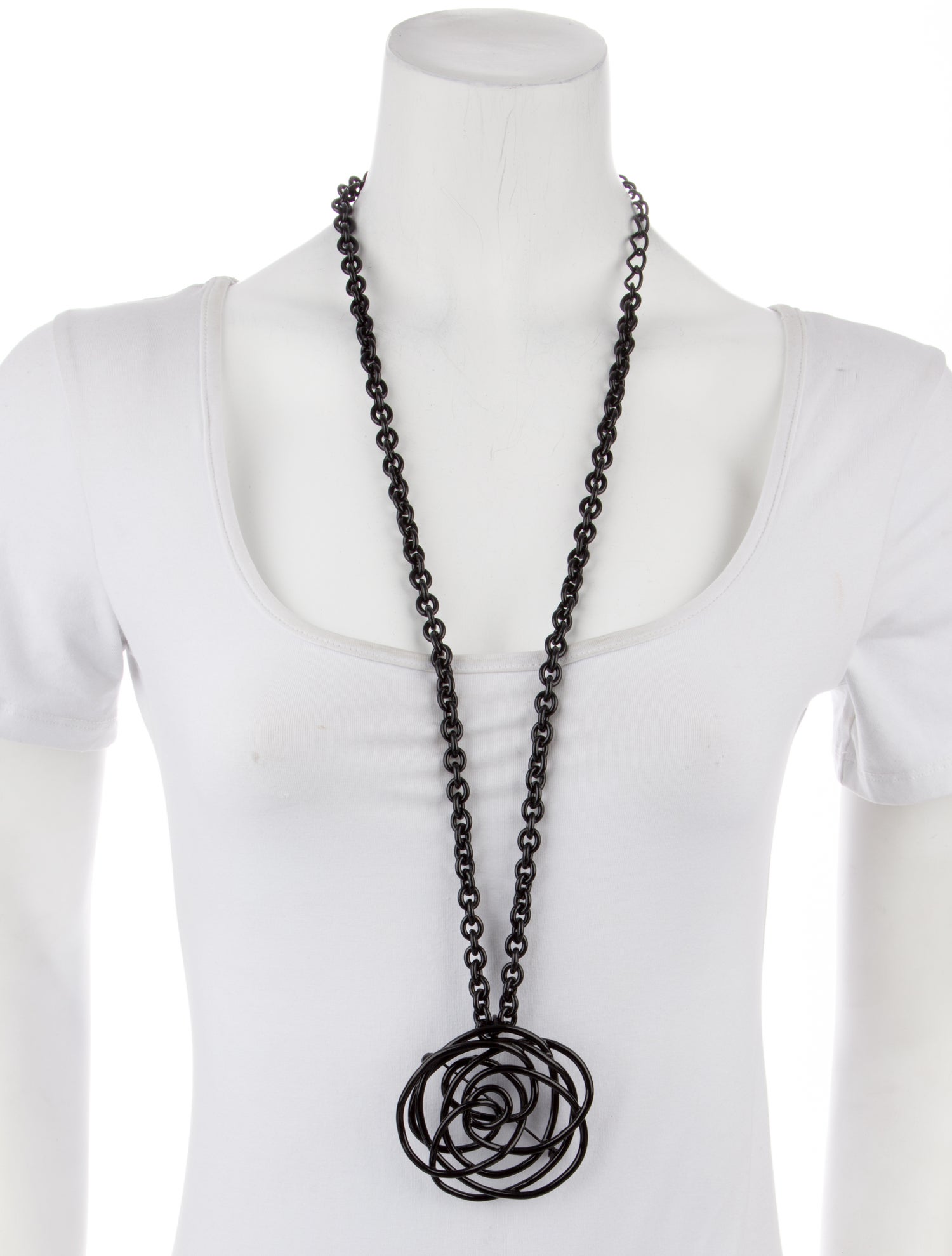 Oscar de la Renta Enamel Flower Brooch Pendant Necklace