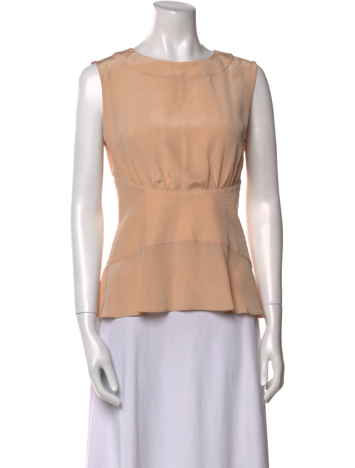 Oscar de la Renta Silk Bateau Neckline Top