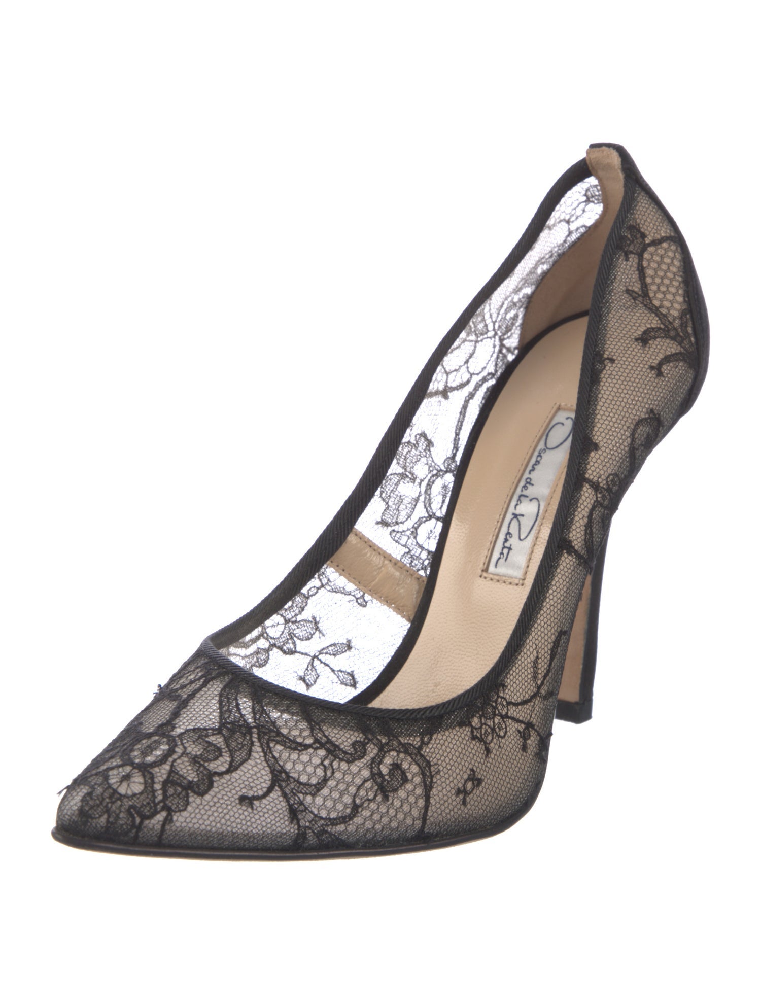 Oscar de la Renta Lace Mesh Accents Pumps