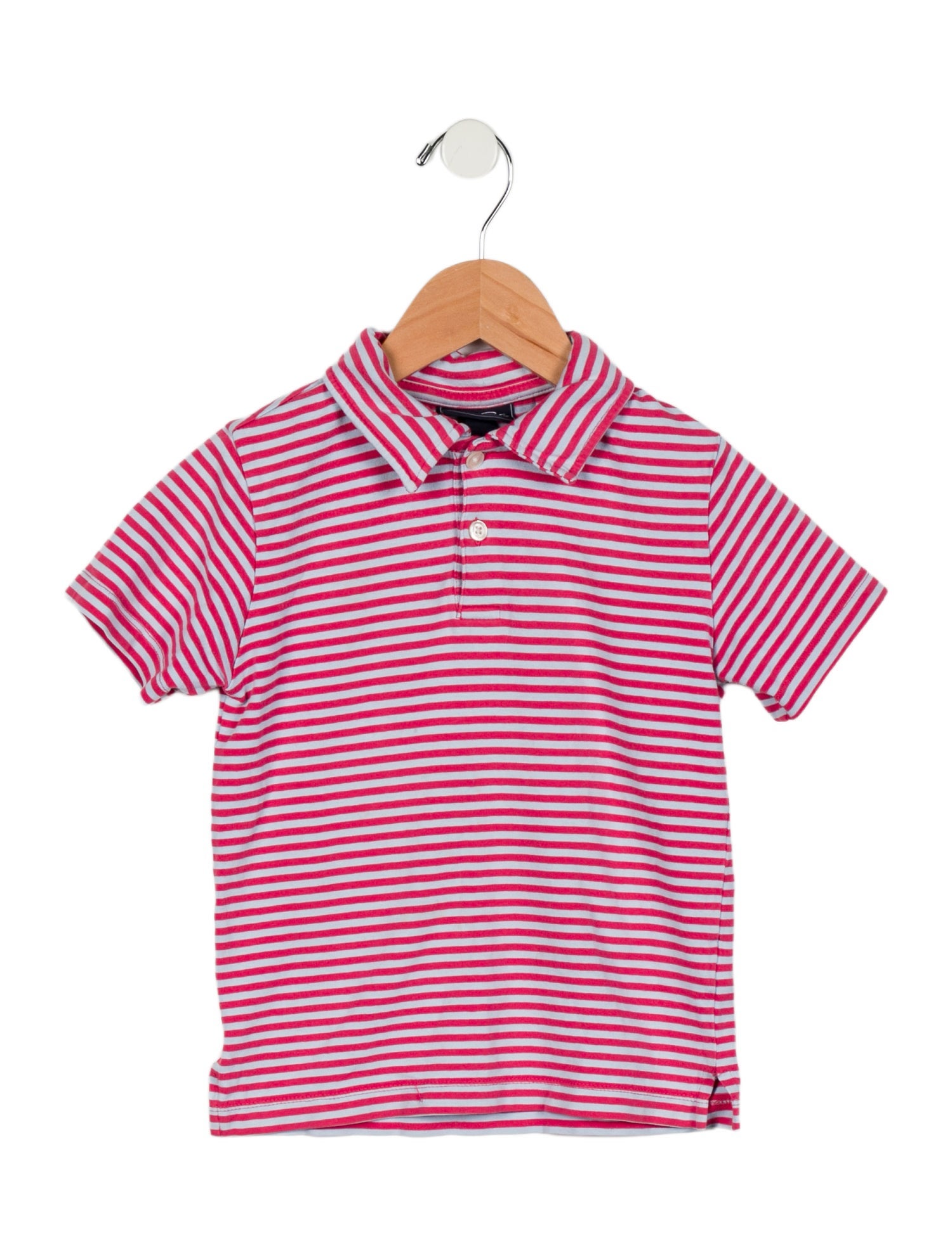 Oscar de la Renta Boys' Short Sleeve Striped Polo