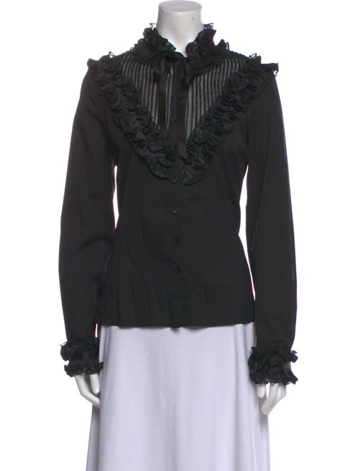 Oscar de la Renta Silk Mock Neck Sweatshirt