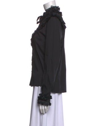 Oscar de la Renta Silk Mock Neck Sweatshirt