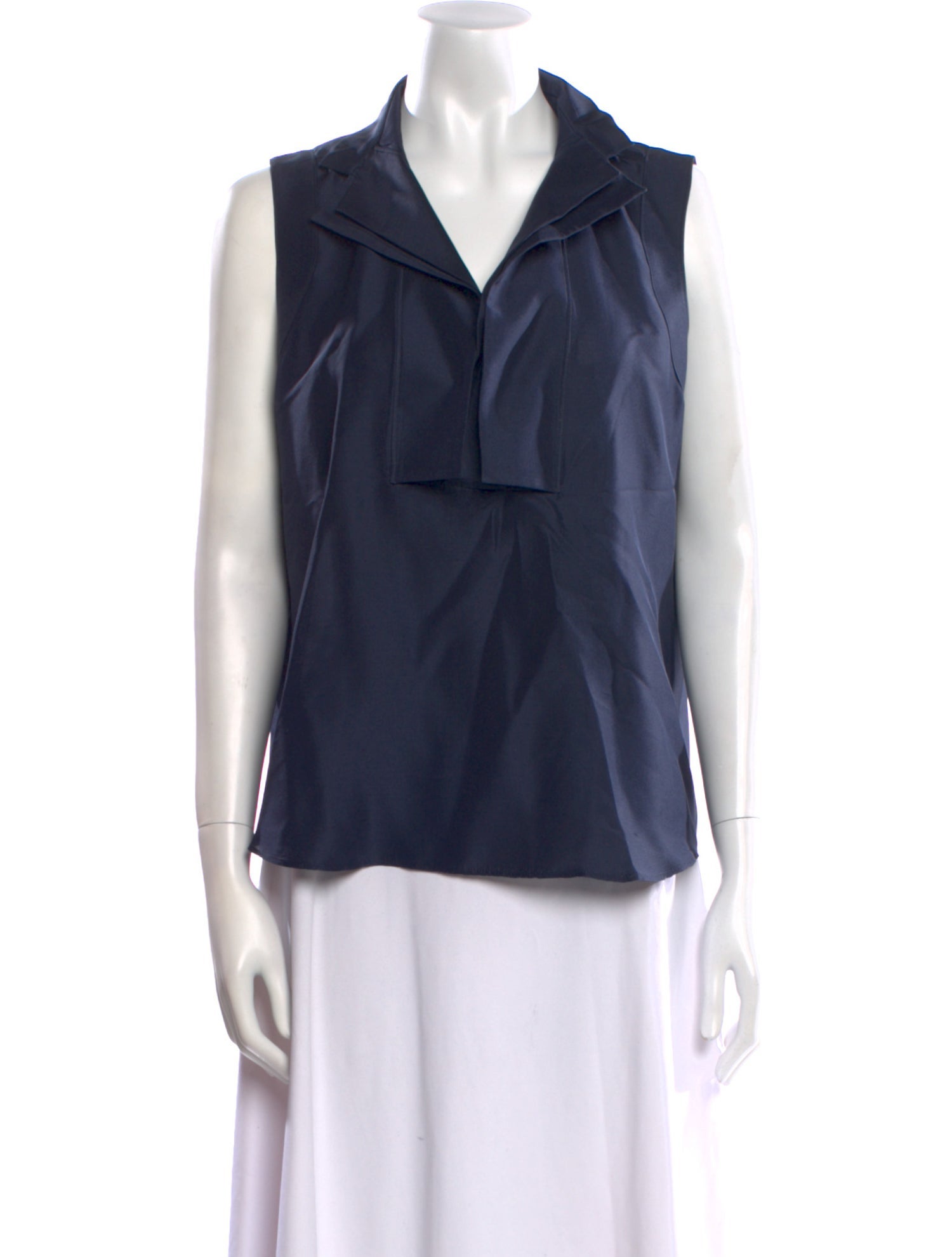 Oscar de la Renta Silk Sleeveless Polo