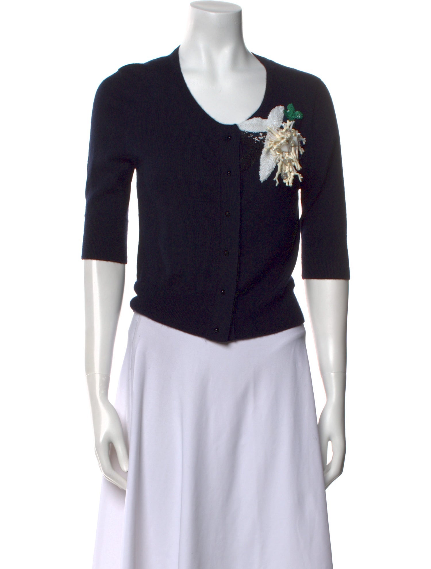 Oscar de la Renta Cashmere Scoop Neck Sweater w/ Tags