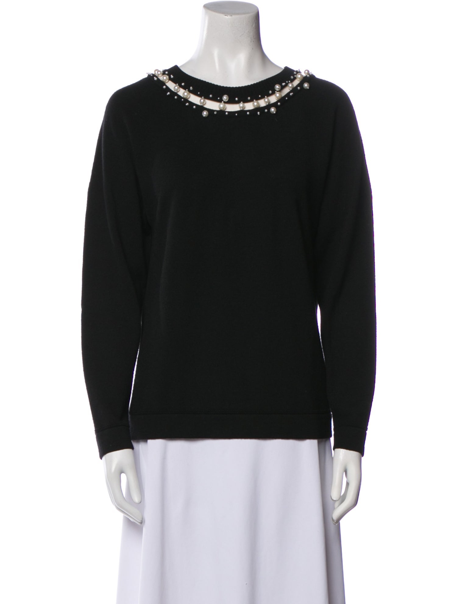 Oscar de la Renta Wool Bateau Neckline Sweater
