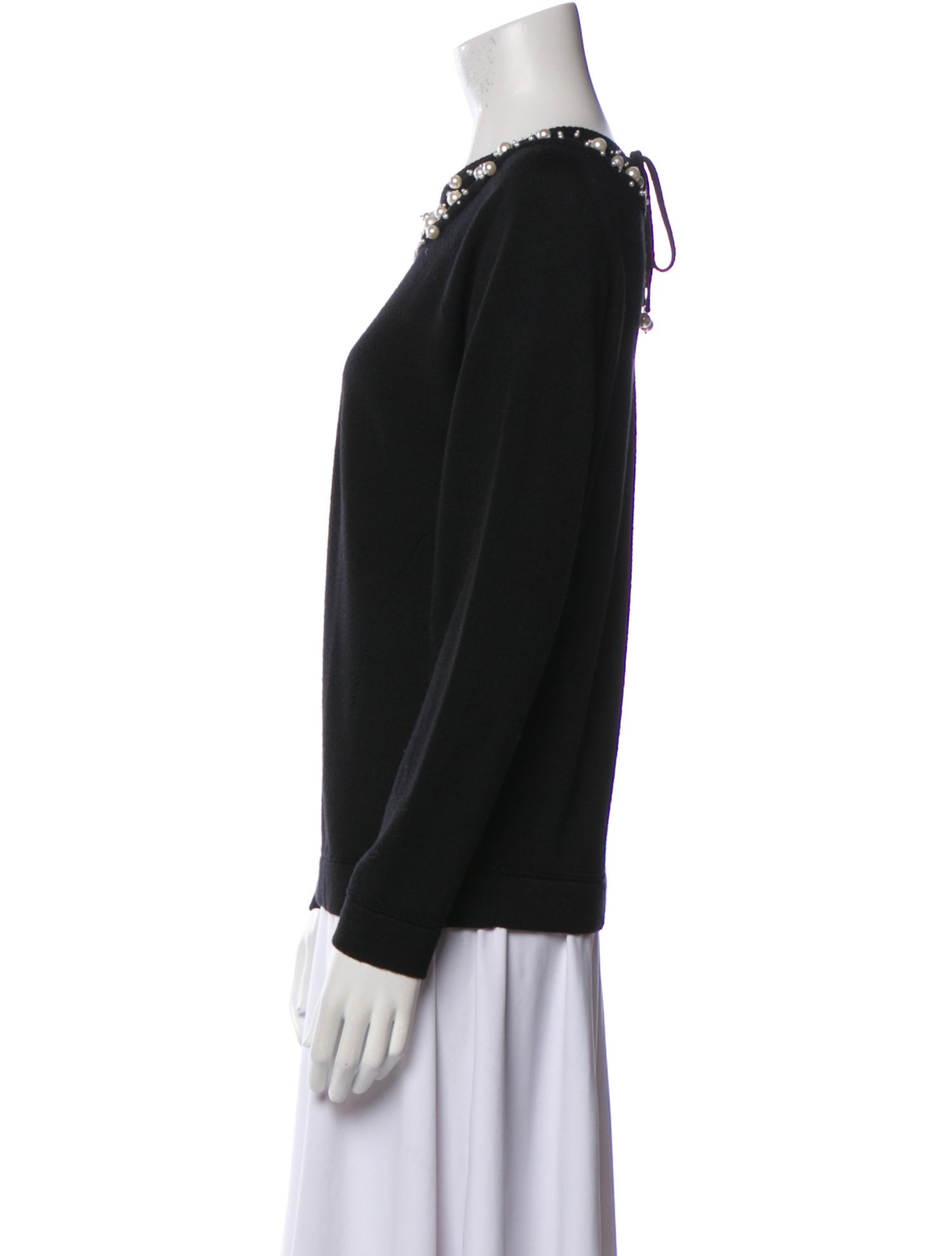 Oscar de la Renta Wool Bateau Neckline Sweater