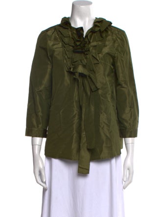 Oscar de la Renta Silk V-Neck Blouse