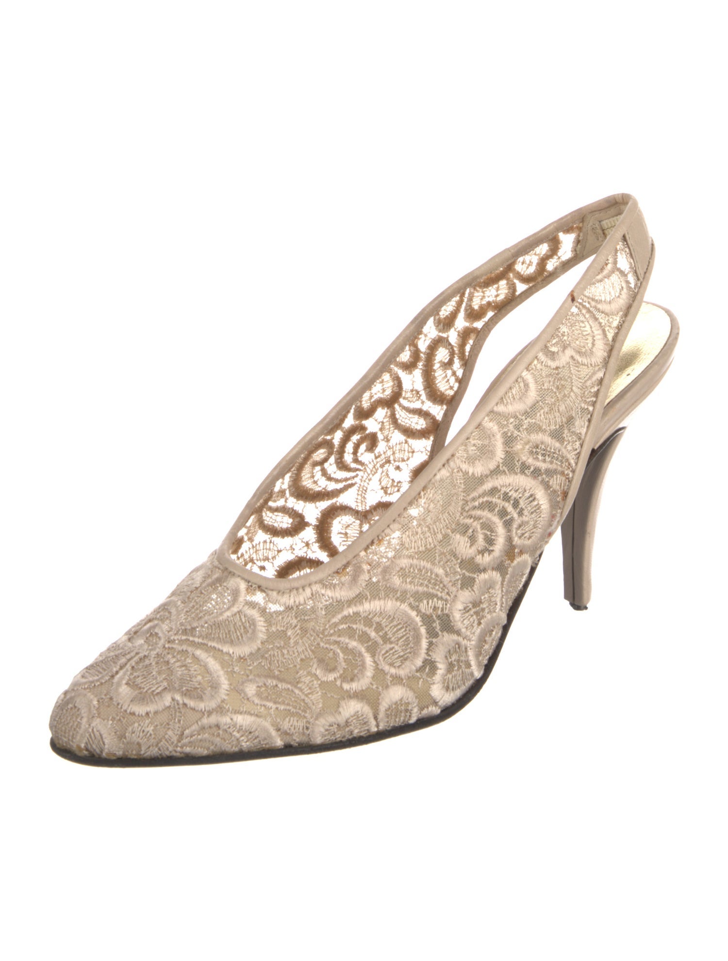 Oscar de la Renta Vintage Lace Slingback Pumps