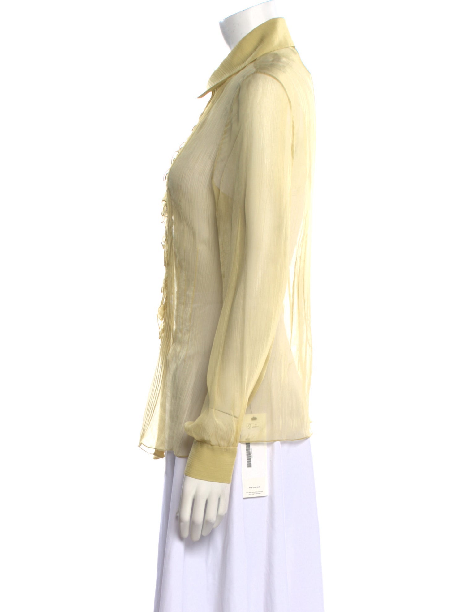 Oscar de la Renta Silk Long Sleeve Button-Up Top