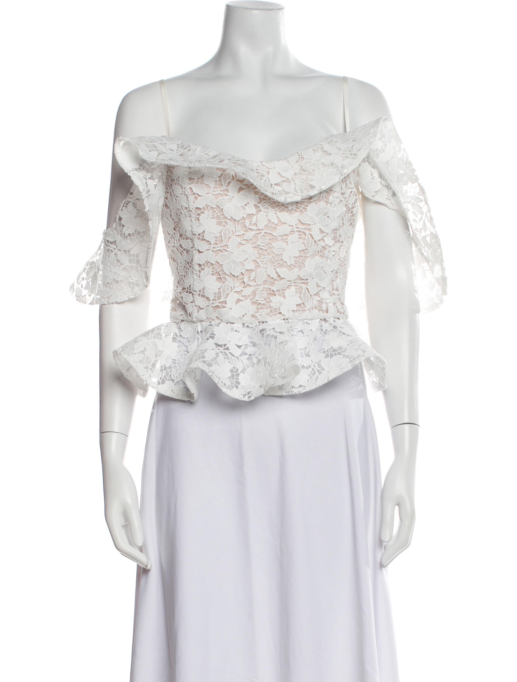 Oscar de la Renta Square Neckline Three-Quarter Sleeve Crop Top w/ Tags