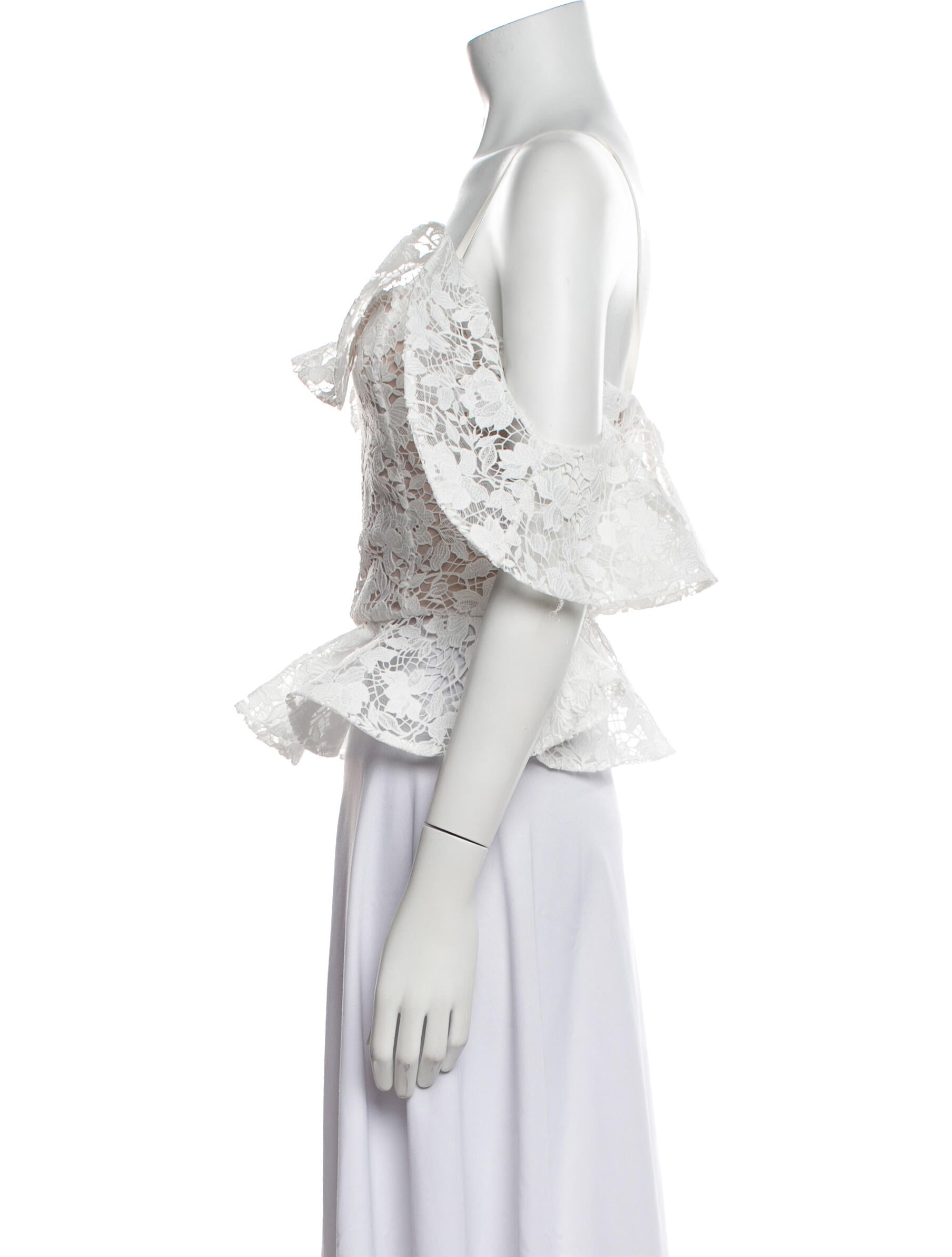 Oscar de la Renta Square Neckline Three-Quarter Sleeve Crop Top w/ Tags